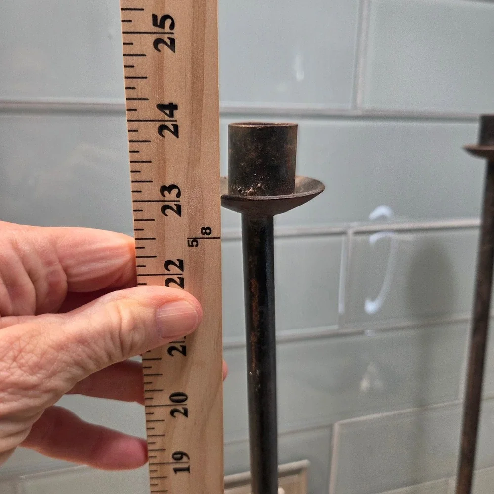Vintage Iron 3 Lite Candelabra Rustic Gothic Primitive Farmhouse Candle Holder